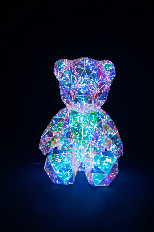 LED Holographic Iridescent Light Up Cosmic Bear Night Light Decorative Ornament
